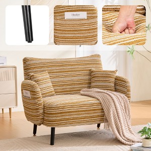 Okak Modern Color Mixing Boucle Single Sofa Chair with Armrests & Pillows,Deep-Seated Storage Sofa Couch for Bedroom,Apartments - 1 of 4