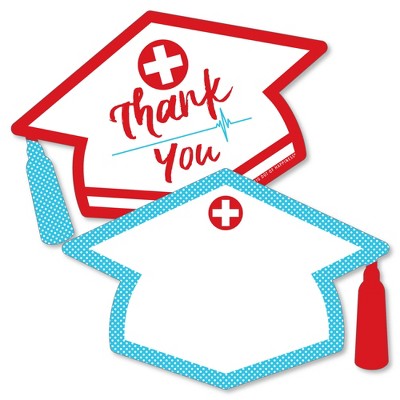 Big Dot of Happiness Nurse Graduation - Shaped Thank You Cards - Medical Nursing Graduation Party Thank You Note Cards with Envelopes - Set of 12