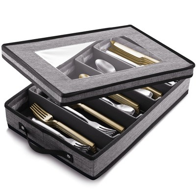 StorageBud Fine China Storage Containers Hard Shell, Durable Dinnerware Storage Box with Dividers