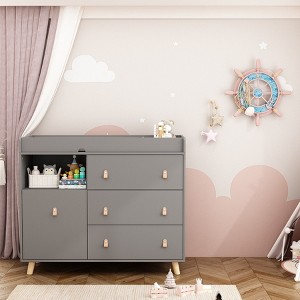Famapy Gray Baby Changing Table With leather Pulls Large Worktop Three Drawers Rich Storage Space Storage Cabinet - 1 of 4