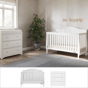Child Craft Camden Crib and Dresser Nursery Set, 4-in-1 Convertible Crib with 3-Drawer Dresser, Matte White, 2-Piece