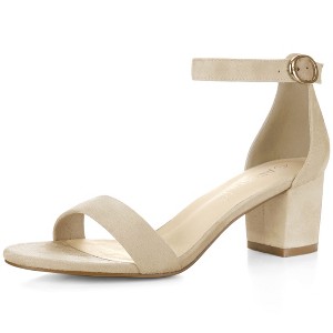 Allegra K Women's Open Toe Block Heel Adjustable Buckled Ankle Strap Sandals - 1 of 4