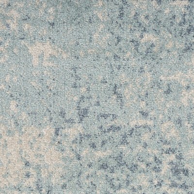 Astra Blue Ivory Flat Woven Synthetic Runner Rug 2'2" x 8'