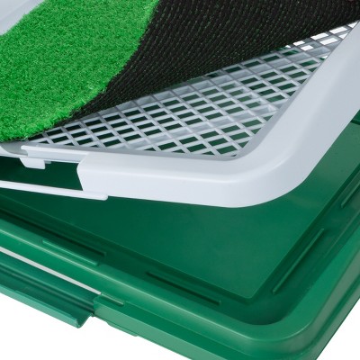 Small Green Artificial Grass Potty Trainer Mat with Tray