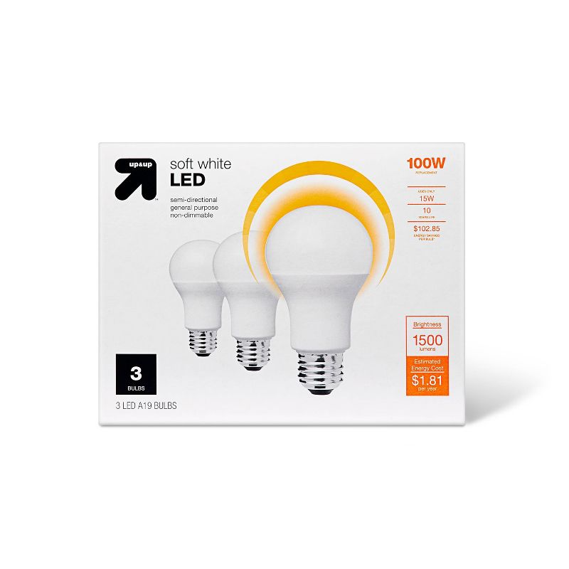 LED 100W 3pk Light Bulbs Soft White - up &#38; up&#8482;, 1 of 6