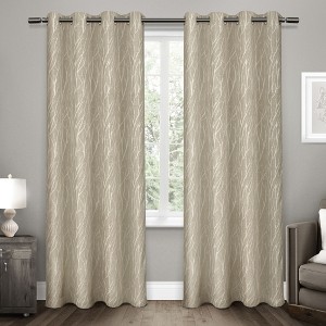 EXCLUSIVE HOME Forest Hill Woven Room Darkening Blackout Grommet Top Curtain Panel Pair - 1 of 3