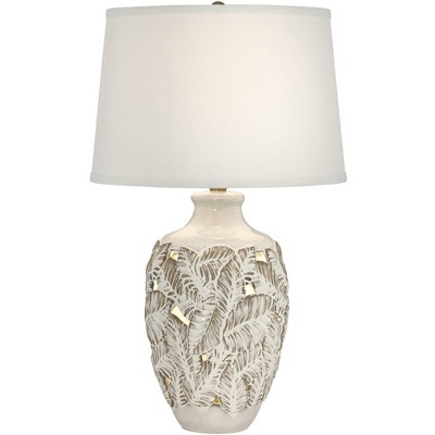 Pacific Coast Lighting Palm Bay 26" High Modern Table Lamp Night Light Beige Almond Finish Ceramic Single Living Room Bedroom Bedside Nightstand House