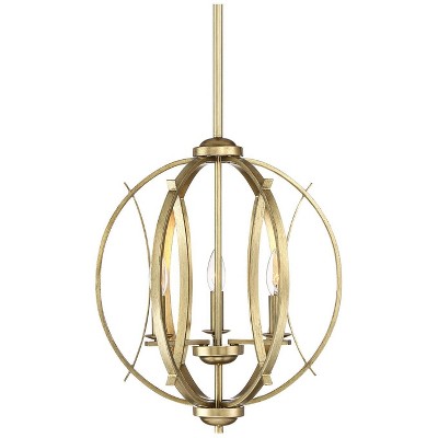 Possini Euro Design Antique Gold Orb Pendant Chandelier 16" Wide Modern 3-Light Fixture for Dining Room House Foyer Kitchen