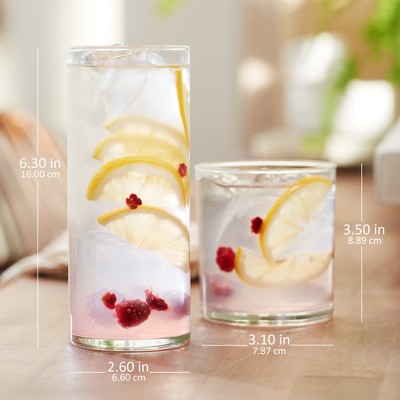 Libbey Miles 16-Piece Clear Glass Tumbler and Rocks Set