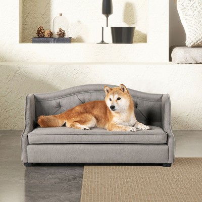 UbMelt Dog Bed Anti-Slip Pet Bed for 35" Medium Dogs Velvet Comfy Dog Couch Durable Dog Sofa Bed Tufted Wingback Dog Sofa