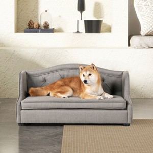 UbMelt Dog Bed Anti-Slip Pet Bed for 35" Medium Dogs Velvet Comfy Dog Couch Durable Dog Sofa Bed Tufted Wingback Dog Sofa - 1 of 4