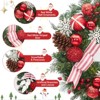 24" Pre-Lit Christmas Wreath for Front Door - Lighted Wreath with 20 Battery-Operated LED Lights, Red & White Bow, Balls for Holiday Decor - 4 of 4