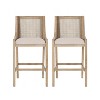GDFStudio Oneida Rustic Fabric Upholstered Wood and Cane 30 inch Barstools (Set of 2) - 2 of 4