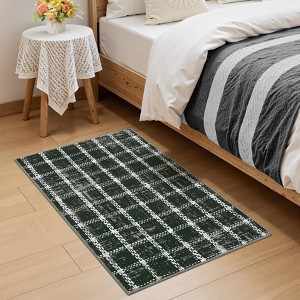 Modern Checkered Area Rug Farmhouse Geometric Print Rugs for Living Room Bedroom Low Pile Non-Slip Rug - 1 of 4
