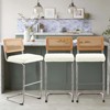 Bekrvio Bar Stools Set of 2/3/4, 26”/30" Barstool with Rattan Back, Velvet-Upholstered & Chrome Frame,Mid Century Modern Kitchen Stool for Island - 3 of 4