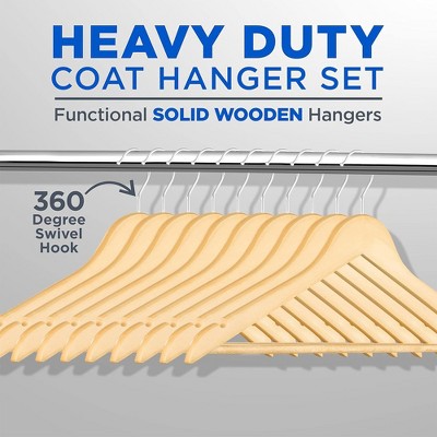 Natural Wood Heavy Duty Suit Hangers with Chrome Hooks, 80 Pieces