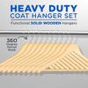 Serenelife 80 Piece Solid Wooden Heavy Duty Suit Hangers with Chrome 360 Degree Swivel Hook and Notched Design for Home and Laundry Use, Natural Wood - 4 of 4