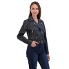 Juniors' Faux Leather Belted Motorcycle Jacket - Sebby - 3 of 3
