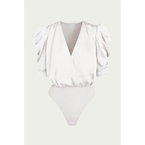 Women's LILA WRAP-EFFECT SATEEN BODYSUIT - adelyn rae - 1 of 2
