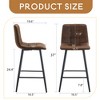 Set of 2 Metal Frame Legs Brown Barstool, With Pu Leather Tuftied Cushion Barstool - Leovsnove - 3 of 4
