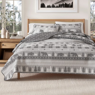 Rustic Woodland Printed Reversible Quilt Set - Great Bay Home