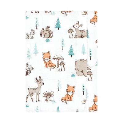 Hudson Baby Cotton Flannel Burp Cloths, Neutral Woodland Pals 4pack