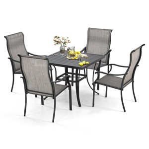 HAPPATIO Patio Dining Set,5 Piece Dining Set,4 Textilene Dining Chairs and 1 Square Dining Table. Easy to Maintain and Weather-Resistant - 1 of 4
