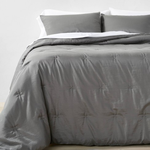 Full/Queen Heavyweight Linen Blend Comforter & Sham Set White - Casaluna™