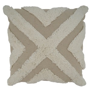 Saro Lifestyle Tufted Pillow - Poly Filled, 20" Square, Ivory - 1 of 3