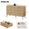 Rattan Bedroom Dresser, 6 Drawer Wood Dresser with Solid Wood Legs & Handles - 3 of 4