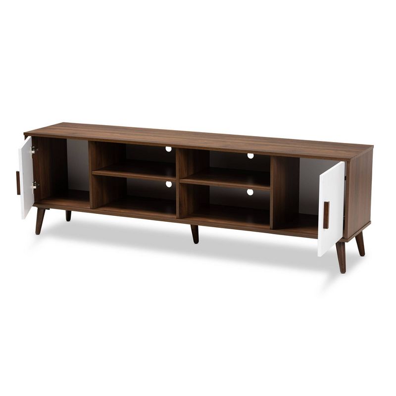 Quinn 2 Door Wood TV Stand for TVs up to 75&#34; Walnut/White - Baxton Studio, 3 of 11