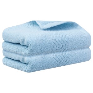 Unique Bargains Corrugated Texture Pure Cotton High Water Absorption Hand Towels 13" x 30" 2 Pcs - 1 of 4