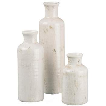 Sullivans Set of 3 Small Ceramic Bottle Vases 5"H, 7.5"H & 10"H