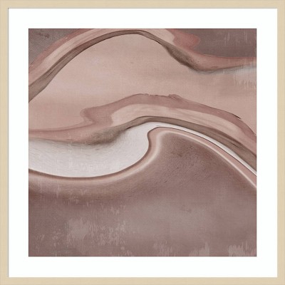 Alex Black 33" Earth Tones Abstract Lithograph in Brown Wood Frame