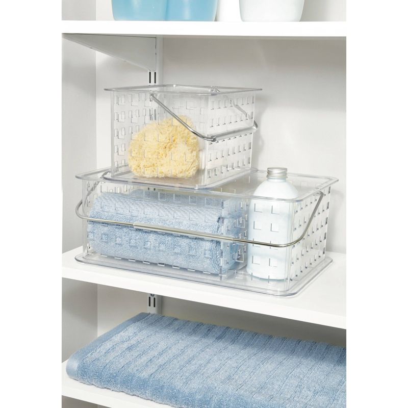 iDESIGN Spa BPA Free Plastic Divided Stacking Organizer Basket with Handle Clear, 6 of 7