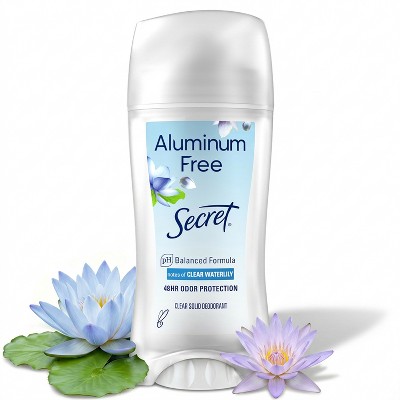Secret Clear Solid Deodorant - Waterlily Scent - Aluminum-Free 2.4oz: Under Arm, Normal Skin, Dye-Free