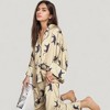 Anna-Kaci Lounge Women's Cat Print Satin Pajama Set Long Sleeve Button-Up Top with Elastic Waist Full-Length Pants - 3 of 4