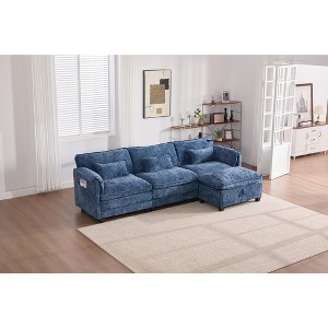 VASIP 112" Oversized L-Shaped Modular Cloud Couch,Chenille Sectional Sofa with Storage Ottoman, Phone Holder and USB Charging,for Living Room,Khaki - 1 of 4