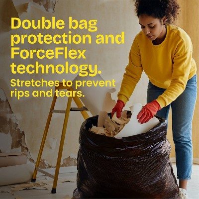 Glad ForceFlex Large Drawstring Black Trash Bags - 30gal/34ct: Solid Pattern, Extra Strong