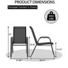 Patio Stackable Chairs Set of 4, Outdoor Stacking Dining Chairs with Armrests, Reclining Metal Frame Leisure Chairs for Pool, Deck, Backyard - 2 of 4