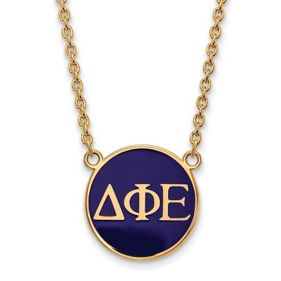 Black Bow Jewelry 14k Yellow Gold Plated Sterling Silver Delta Phi Epsilon Greek Life Necklace 18 Inch