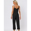 cheibear Women's Soft Cami Top and Capri Lace Trim Sleeveless Summer Pajama Set - 3 of 4