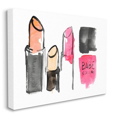 Stupell Industries Watercolor Pink Cosmetics Abstract Fashion Still Life