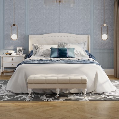 FUFU&GAGA Modern Beige Queen Upholstered Bed Frame,TB117-Certified,Diamond Tufted Headboard,Durable & Eco-Safe