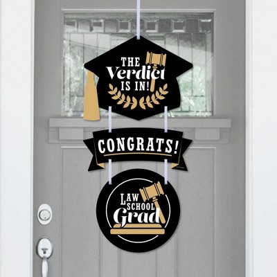 Big Dot of Happiness Law School Grad - Hanging Porch Future Lawyer Graduation Party Outdoor Decorations - Front Door Decor - 3 Piece Sign