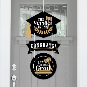 Big Dot of Happiness Law School Grad - Hanging Porch Future Lawyer Graduation Party Outdoor Decorations - Front Door Decor - 3 Piece Sign - 1 of 4