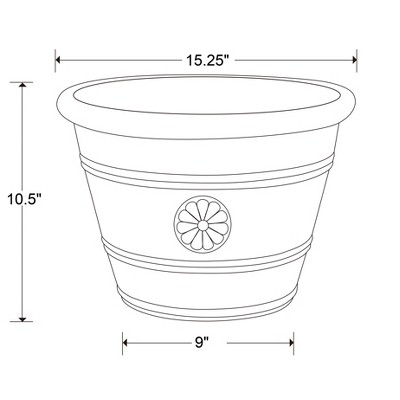 Ivory 17.25" Modesto Resin Planter with Floral Design