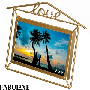 Fabulaxe Decorative Gold Metal Floating Picture Frame Vertical & Horizontal Photo Display with Easel Back - 1 of 4