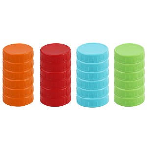 Unique Bargains Plastic Leak-Proof Regular Mason Canning Jars Lids 24 Pcs - 1 of 3