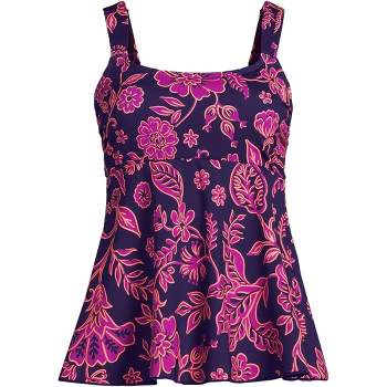 Lands' End Women's Plus Size Chlorine Resistant Square Neck Underwire  Tankini Swimsuit Top - 22w - Blackberry Ornate Floral : Target